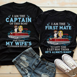 Pontoon Couple Captain-First Mate - Personalized Shirt - Shirts - GoDuckee