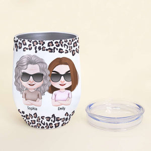 Blame You For How Awesome I Am, Personalized Wine Tumbler, Mom And Daughters Leopard Tumbler, Mother's Day, Birthday Gift For Mom - Wine Tumbler - GoDuckee