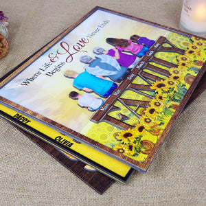 Family Where Life Begins & Love Never Ends - Personalized Wood Sign Stand - Wood Sign - GoDuckee