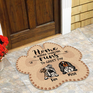 Dog's Paw Shape Doormat - Personalized Dog Breeds - Home Is Where Someone Runs To Greet You - Doormat - GoDuckee