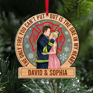 The Only Fire You Can't Put Out, Firefighter Couple Personalized 2 Layered Mix Ornament - Ornament - GoDuckee