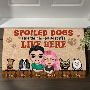 Spoiled Dogs And Their Household Staff Live Here - Personalized Doormat - Doormat - GoDuckee