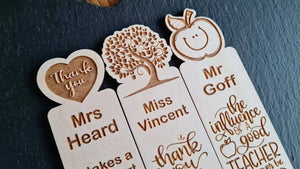 Teacher Personalized Thank You Wooden Bookmark - Gifts for Teachers - Bookmarks - GoDuckee