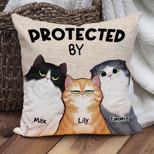 Protected By Cat- Personalized Pillow- Mother's Day Gift 01achn070223 - Pillow - GoDuckee