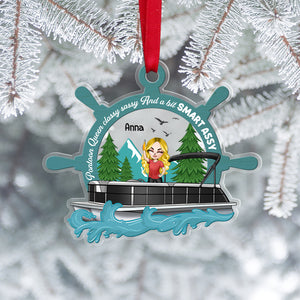 Pontoon Queen - Classy Sassy Smart Assy, Personalized Steering Wheel Ornament - Ornament - GoDuckee