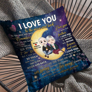 I Love You To The Moon And Back, Old Couple Drinking Pillow - Pillow - GoDuckee