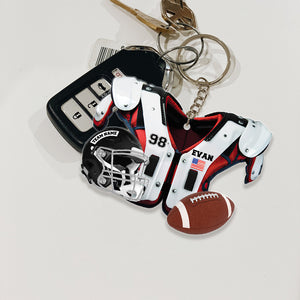 American Football Shoulder Pads And Helmet - Personalized Car Ornament And Keychain - Ornament - GoDuckee