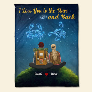 Personalized Zodiac Hiking Couple Blanket - I Love You To The Stars And Back - Blanket - GoDuckee