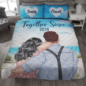 Valentine's Happy Day With Couple Sweet Love, Couple Bedding Set Gift - Blanket - GoDuckee