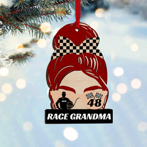 Personalized Dirt Track Racing Mom Ornament, Christmas Gift For Race Girl, Wife & Mom - Ornament - GoDuckee