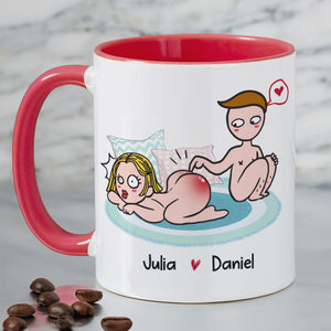 I Only Tolerate You Because Of Your Huge Butt Personalized Mug, Funny Gift For Couple - Coffee Mug - GoDuckee