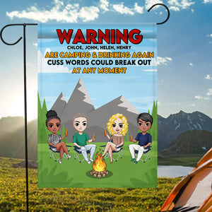 Personalized Camping Flag - Warning Camping & Drinking Again - Flag - GoDuckee