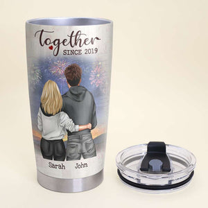 Personalized Hoodie Couple Tumbler Cup - Together Since The Day I Met You - Tumbler Cup - GoDuckee
