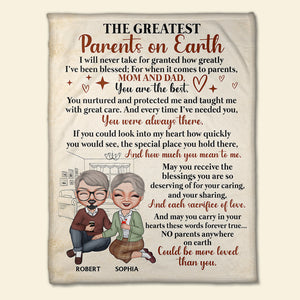 Parents The Greatest On Earth, Personalized Couple Blanket, Meaningful Gift For Mom and Dad - Blanket - GoDuckee