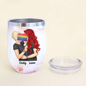 Personalized LGBT Couple Wine Tumbler - Not Lebanese Blanche - Rainbow Flag - Wine Tumbler - GoDuckee