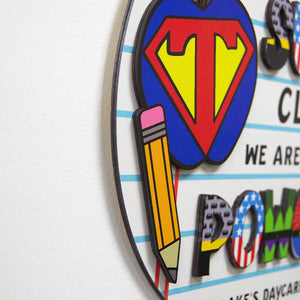 Welcome To Our Super Class, Personalized 2 Layers Wood Sign, Gift For Teachers, Back To School - Wood Sign - GoDuckee