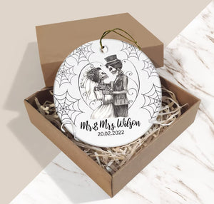 Personalized Skeleton Couple Ornament, Groom and Bride Wedding - Ornament - GoDuckee