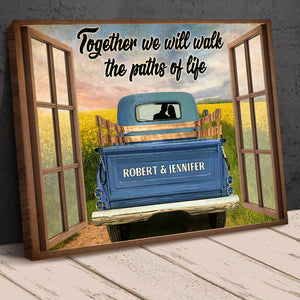 Personalized Couple Poster - Together We Will Walk The Paths Of Life - Couple on Truck Window View - Poster & Canvas - GoDuckee