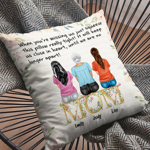 When You're Missing Us - Personalized Pillow - Gift For Mom - Family Sitting Together - Pillow - GoDuckee