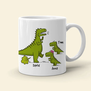 World's Best Farter I Mean Father, Personalized Mug, Gift For Dad, Father's Day Gift, Dinosaur Dad And Kids Mug - Coffee Mug - GoDuckee