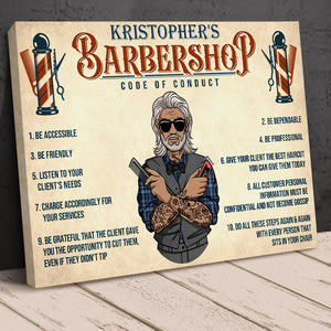 Personalized Tattooed Barber Poster - Barbershop 10 Code Of Conduct - Poster & Canvas - GoDuckee