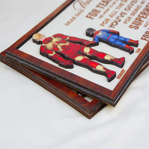 Dear Dad Thank You - Personalized Layered Wood Sign Stand - Gift For Dad - Wood Sign - GoDuckee