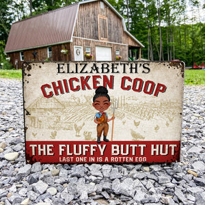 Chicken Coop, The Fluffy Butt Hut, Personalized Farm Metal Sign - Metal Wall Art - GoDuckee