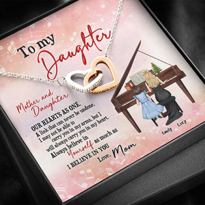 Piano Mom To My Daughter - Personalized Interlocking Hearts Necklace - Jewelry - GoDuckee