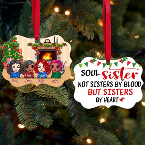 Not Sisters By Blood But By Heart - Personalized Christmas Ornament - Gift For Soul Sister, Best Friend, Doll Girls - Ornament - GoDuckee