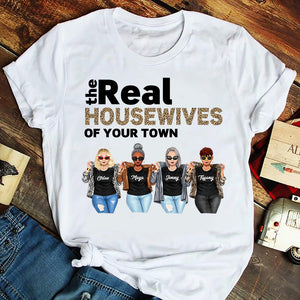 The Real Housewives Of Your Town - Personalized Leopard Shirts - Gift For Housewives, Girls Trip, Besties, Sister - Jean Housewives - Shirts - GoDuckee