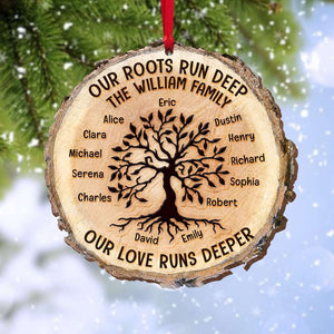 Our Roots Run Deep Our Love Runs Deeper, Personalized Family Tree Wood Ornament - Ornament - GoDuckee