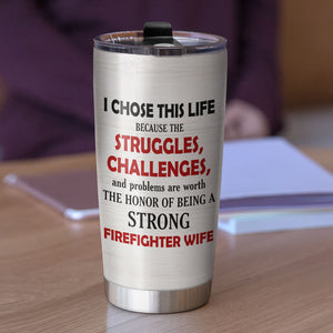 Personalized Firefighter Tumbler Cup - Married To My Hero - Strong Firefighter's Wife - Tumbler Cup - GoDuckee