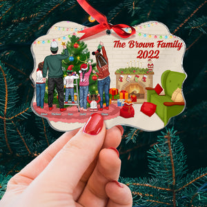 Family Decorate Christmas Tree Personalized Medallion Acrylic Ornament - Ornament - GoDuckee