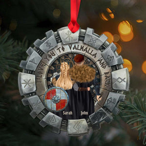 Viking Couple I Love You To The Valhalla And Back Personalized Acrylic Custom Shape Ornament - Ornament - GoDuckee