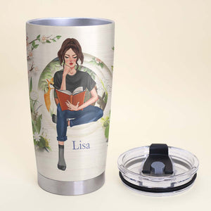 Reading Girl Travels To Her World In Books - Personalized Book Tumbler Gift For Book Lovers - Tumbler Cup - GoDuckee