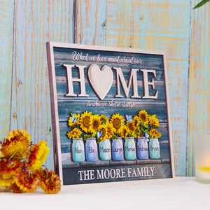What We Love Most About Our Home Is Who We Share It With Personalized Family Layered Wood Sign Stand - Wood Sign - GoDuckee