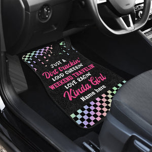 Personalized Dirt Track Racing Girl Car Mats - Kinda Girl - Doormat - GoDuckee