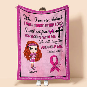 Breast Cancer Awareness - Personalized Boxing Girl Blanket - I Will Trust In The Lord - Blanket - GoDuckee