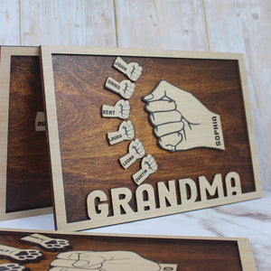 First Bump - Personalized Layered Wood Sign Stand - Father's Day Gift For Dad, Grandpa - Wood Sign - GoDuckee