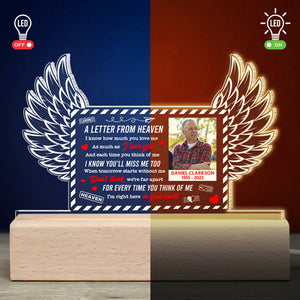 A Letter From Heaven, Gift For Heaven Led Light Wooden Base - Led Night Light - GoDuckee