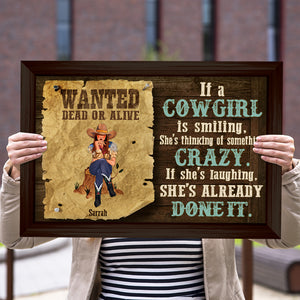 Personalized Sitting Cowgirl Poster - Wanted Dead Or Alive, It's A Cowgirl Is Smilling - Poster & Canvas - GoDuckee