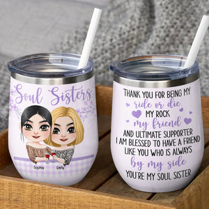 Thank You For Being My Ride Or Die, Personalized Wine Tumbler, Gift For Bestie - Wine Tumbler - GoDuckee