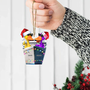 Personalized Cruise Ship Happy Cruising Ducks Acrylic Custom Shape Ornament Christmas Tree Decor - Ornament - GoDuckee