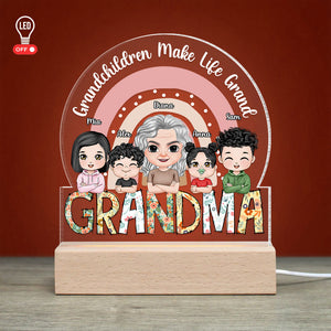 Grandchildren Make Life Grand- Gift For Grandma- Personalized Led Light- Grandma Kids Led Light - Led Night Light - GoDuckee