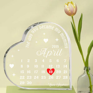 The Day You Became My Mummy, Date Remember Heart Shaped Acrylic Plaque - Decorative Plaques - GoDuckee