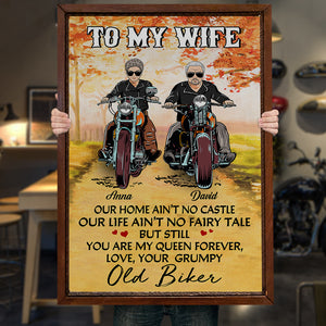 Personalized Marriage Chapter Poster - Biker Couple - To My Wife, Love, Your Grumpy Old Biker - Poster & Canvas - GoDuckee