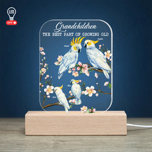Cockatoo Bird Grandparents, Gift For Grandma Bird, Personalized Led Light Wooden Base - Led Night Light - GoDuckee