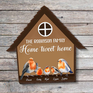 Home Tweet Home, Personalized Wood Sign, Happily Ever After Bird Family Wood Sign - Wood Sign - GoDuckee