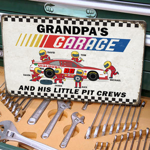 Grandpa's Garage Personalized Racing Metal Sign - Metal Wall Art - GoDuckee