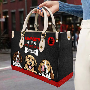 Pawperty Paw Off, Gift For Dog Lovers, Personalized Leather Bag - Leather Bag - GoDuckee